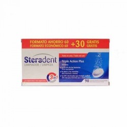 STERADENT TRIPLE ACCION PLUS LIMPIEZA PROTESIS D 60  COMP  + 30 GRATIS