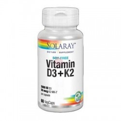 SOLARAY VITAMINA D3 + K2 60 CAPSULAS VEGETALES - SIN GLUTEN